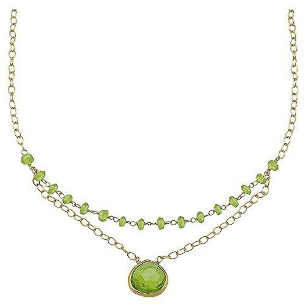 3683 Peridot Layering Necklace , Premium Layered Gold Necklaces - Tarnish